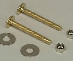 Outlet 👍 PROFLO® 1/4 in. x 2-1/4 in. Brass Plated Steel Closet Bolts with Round Steel Washers and HEX Steel Nuts 🎁